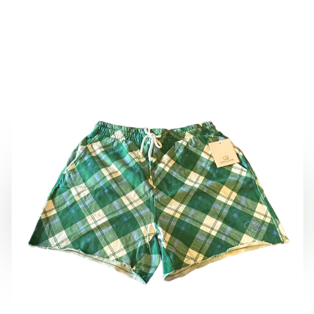 ivory ella Green and Cream Plaid Shorts
